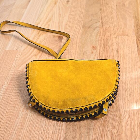 Zara Handbags - ZARA Gold and Black women's embelished suede crossbody purse